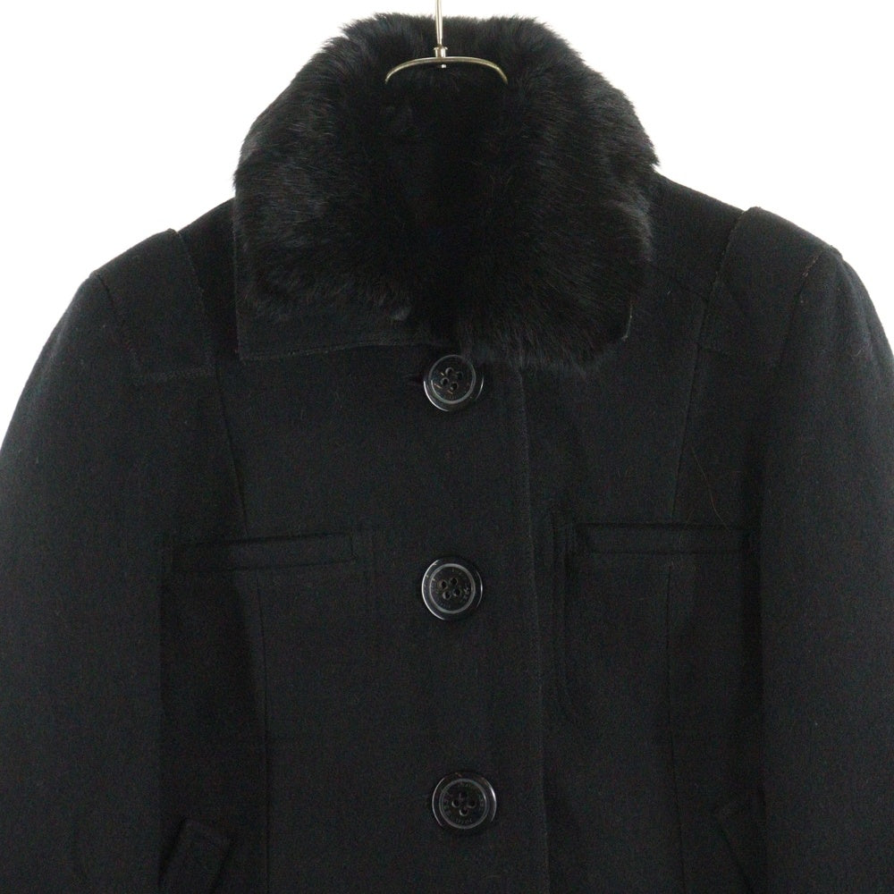 BURBERRY BLUE LABEL(バーバリーブルーレーベル) デタッチャブル ファー 襟 ウール ショートジャケット ブルゾン ブラック レディース FLF37-582-15