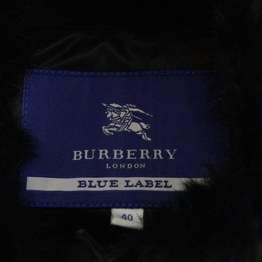 BURBERRY BLUE LABEL(バーバリーブルーレーベル) デタッチャブル ファー 襟 ウール ショートジャケット ブルゾン ブラック レディース FLF37-582-15