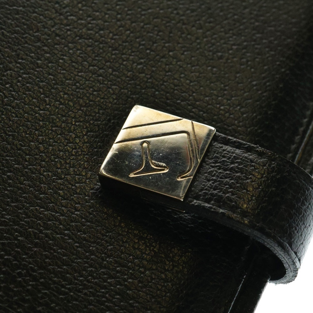 FURLA(フルラ) レザー システム手帳カバー バイブルサイズ 6穴 シルバー金具 ブラック