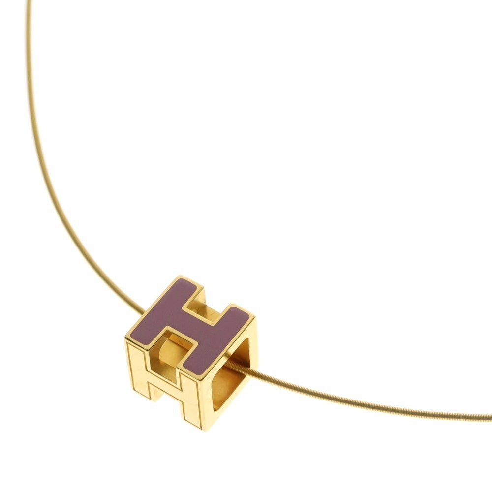 HERMES(エルメス) カージュドアッシュ Hキューブ ネックレス ペンダント ゴールド金具 ピンク×GP