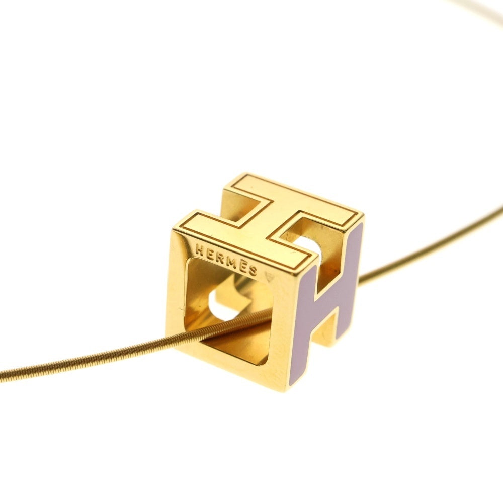 HERMES(エルメス) カージュドアッシュ Hキューブ ネックレス ペンダント ゴールド金具 ピンク×GP