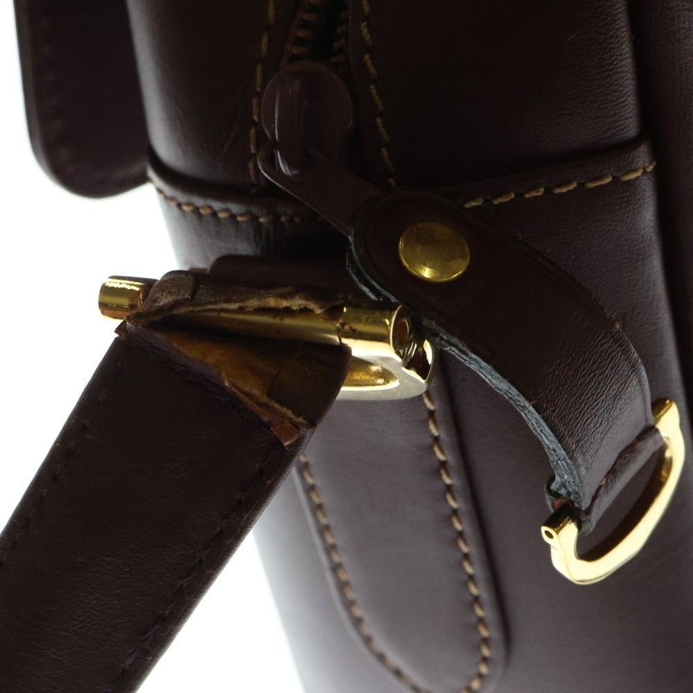 Cartier(カルティエ) マストライン ショルダーバッグ レッド ボルドー レザー ゴールド金具