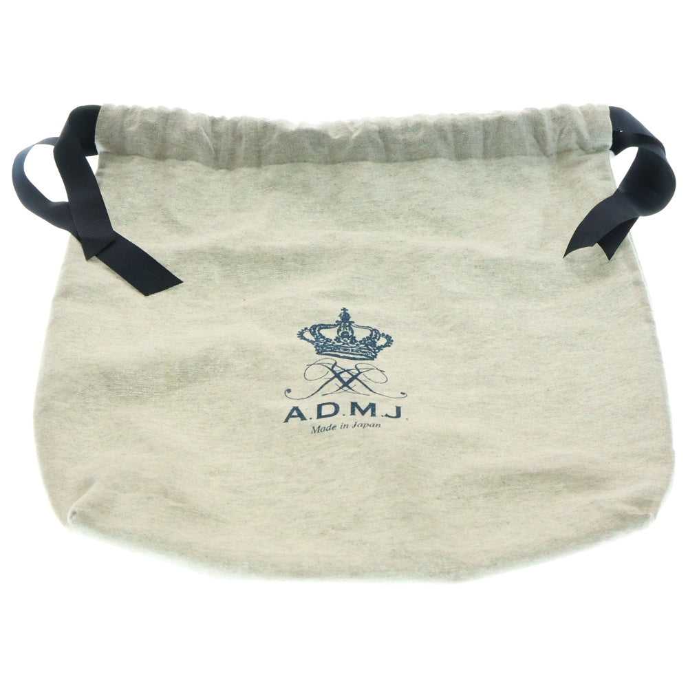 ADMJ(エーディーエムジェイ) ロゴプレート レザー ハンドバッグ アイボリー/ベージュ 〇