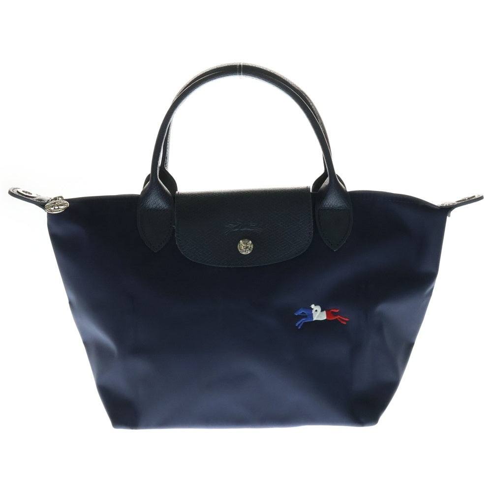 LONGCHAMP(ロンシャン) プリアージュ ロゴ刺繍 ナイロン レザー 2WAY ハンド ショルダーバッグ ネイビー 〇