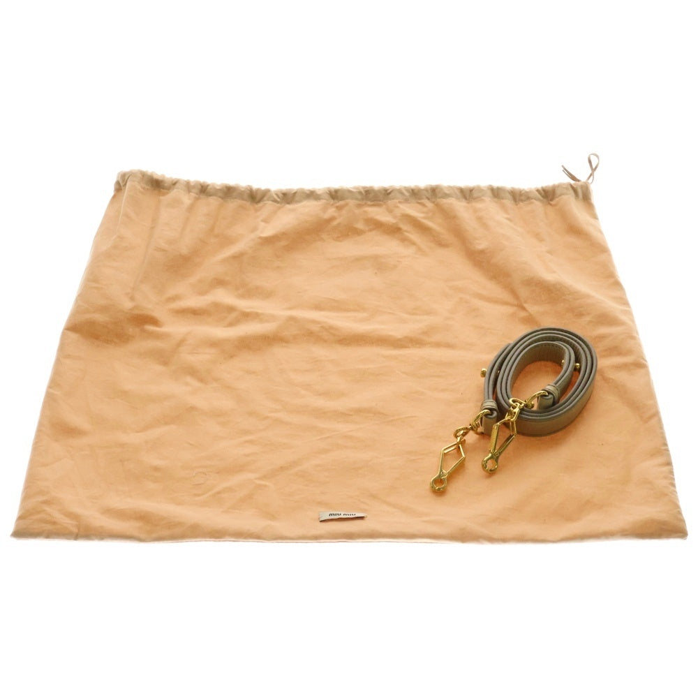 miumiu(ミュウミュウ) VITELLO LUX ヴィッテロリュクス 2WAY レザーハンドバッグ ショルダーバッグ カーキ レディース