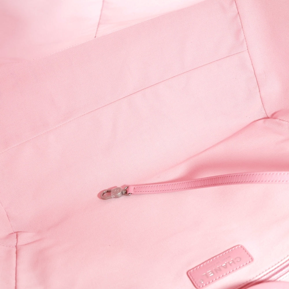 CHANEL(シャネル) ドーヴィルGM ピンク チェーン トートバッグ ハンドバッグ キャンバス×レザー シルバー金具 A66941