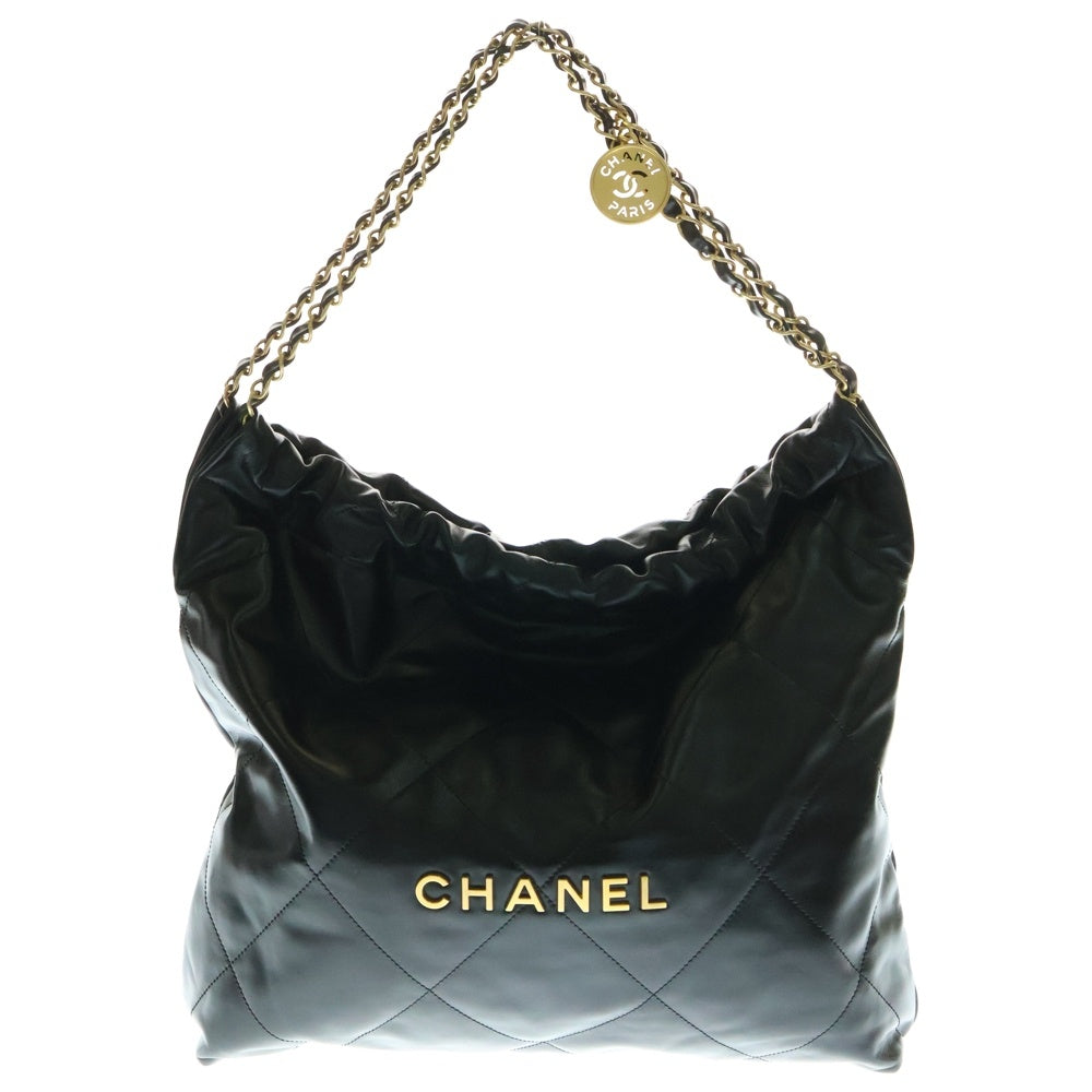 CHANEL(シャネル) ココマーク シャネル22 ミディアム カーフスキン ポーチ付レザーチェーンショルダーバッグ ブラック レディース