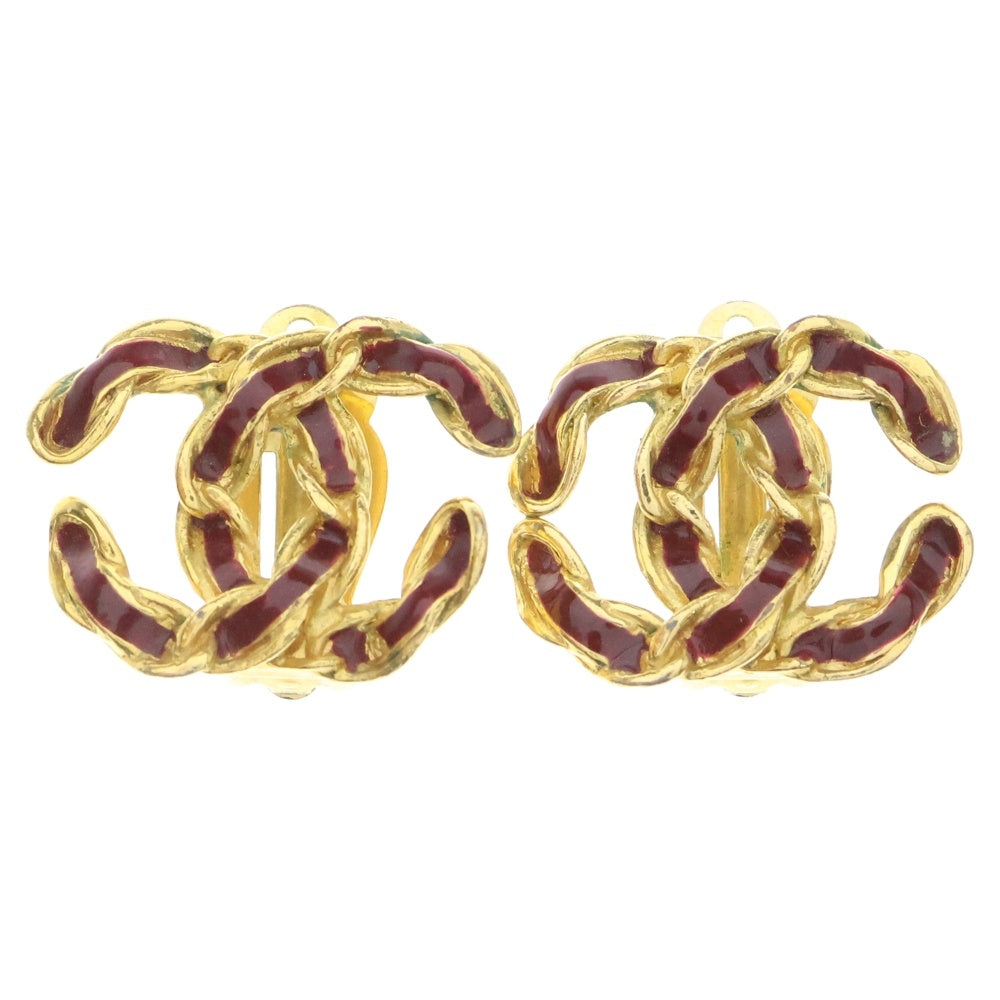 CHANEL(シャネル) ココマーク イヤリング イヤーアクセサリー レッド×ゴールド GP 02P