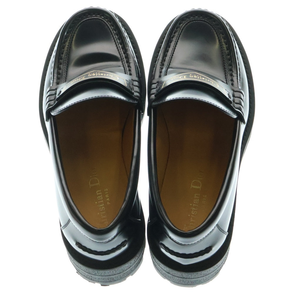 Christian Dior(クリスチャンディオール) ロゴパッチ プラットフォーム 厚底 ローカットシューズ ローファー ブラック レディース KDB862ACA900365