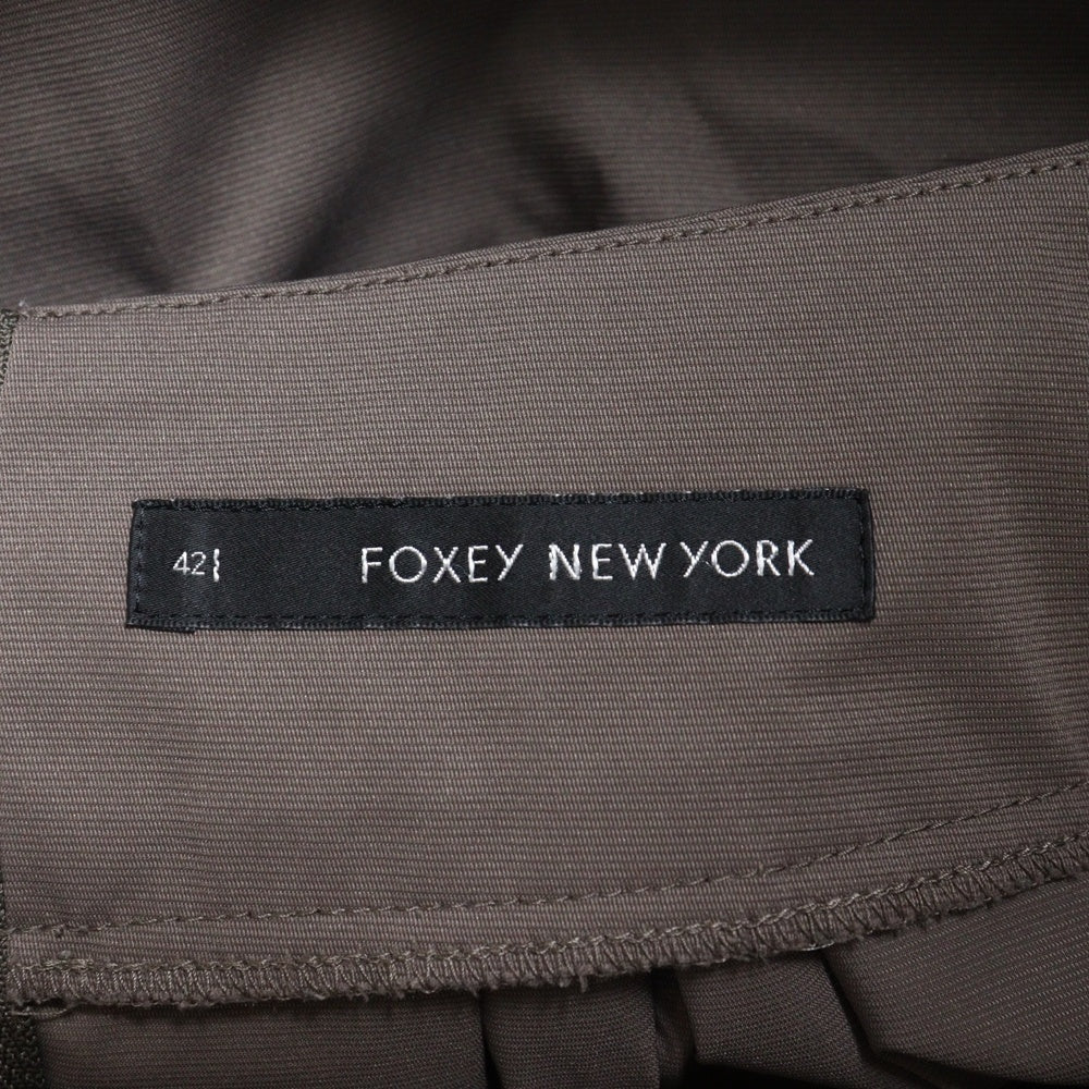 FOXEY(フォクシー) ギャザーデザイン フレア ミニスカート ブラウン レディース