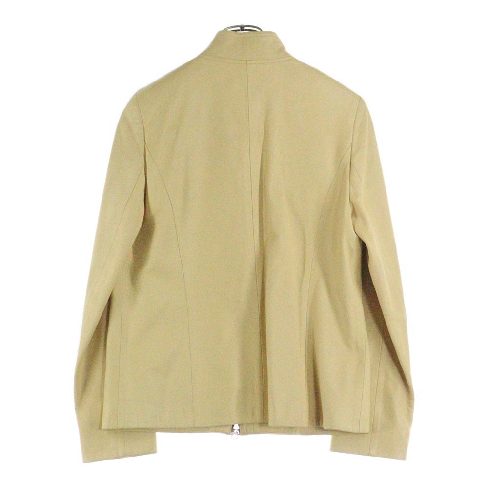 FAIRE LA SAISON(フェール ラ セゾン) ラムスキン レザー ノーカラー ジップアップ シングル ライダースジャケット イエロー レディース