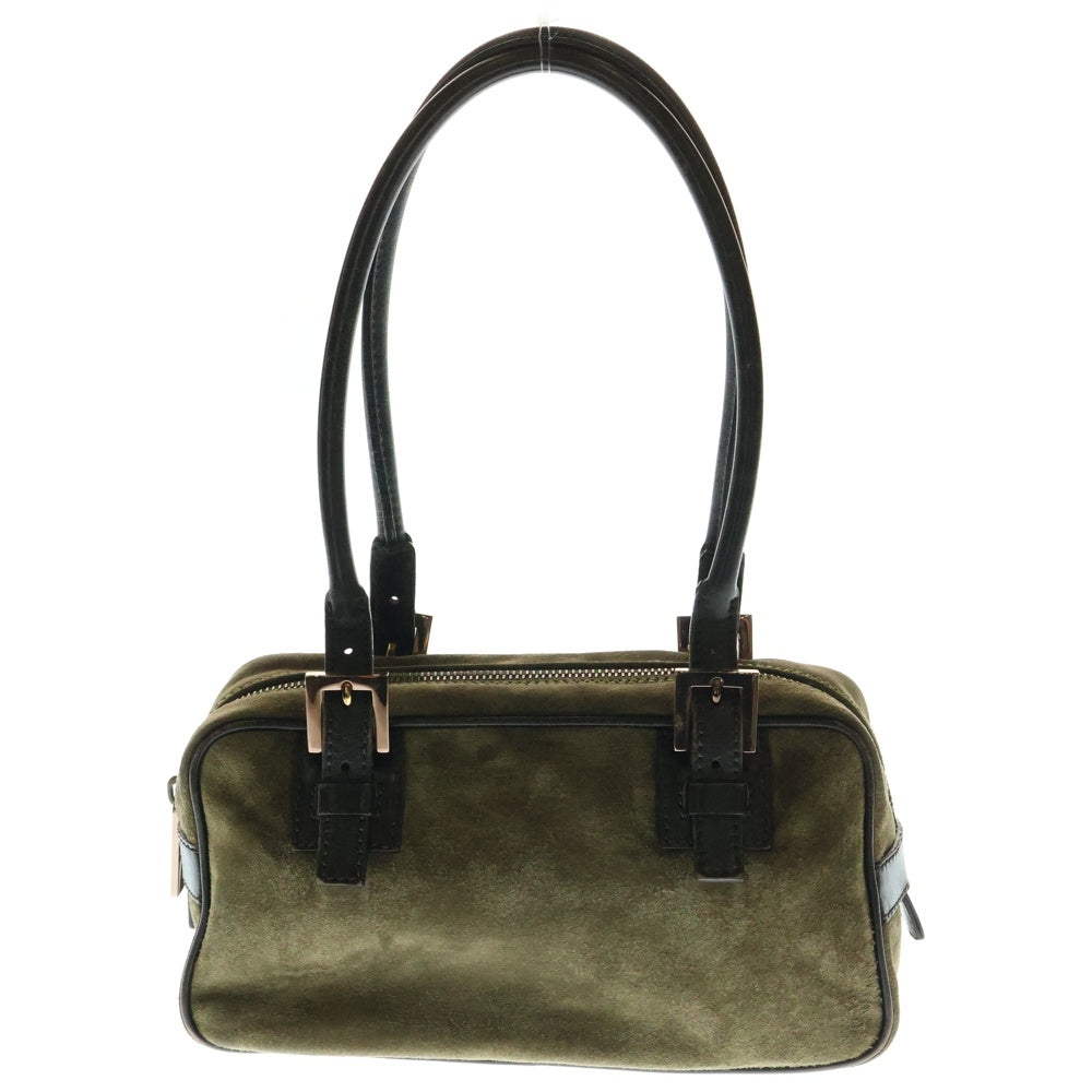 FENDI(フェンディ) スウェード コンビレザー ハンド ミニボストン バッグ ブロンズ金具 カーキ/ブラウン
