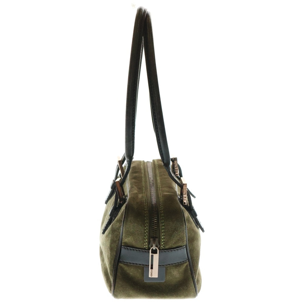 FENDI(フェンディ) スウェード コンビレザー ハンド ミニボストン バッグ ブロンズ金具 カーキ/ブラウン