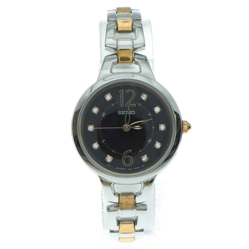 SEIKO(セイコー) ブラウン文字盤 ソーラー電波 ウォッチ 腕時計 シルバー 3B51-0AR0
