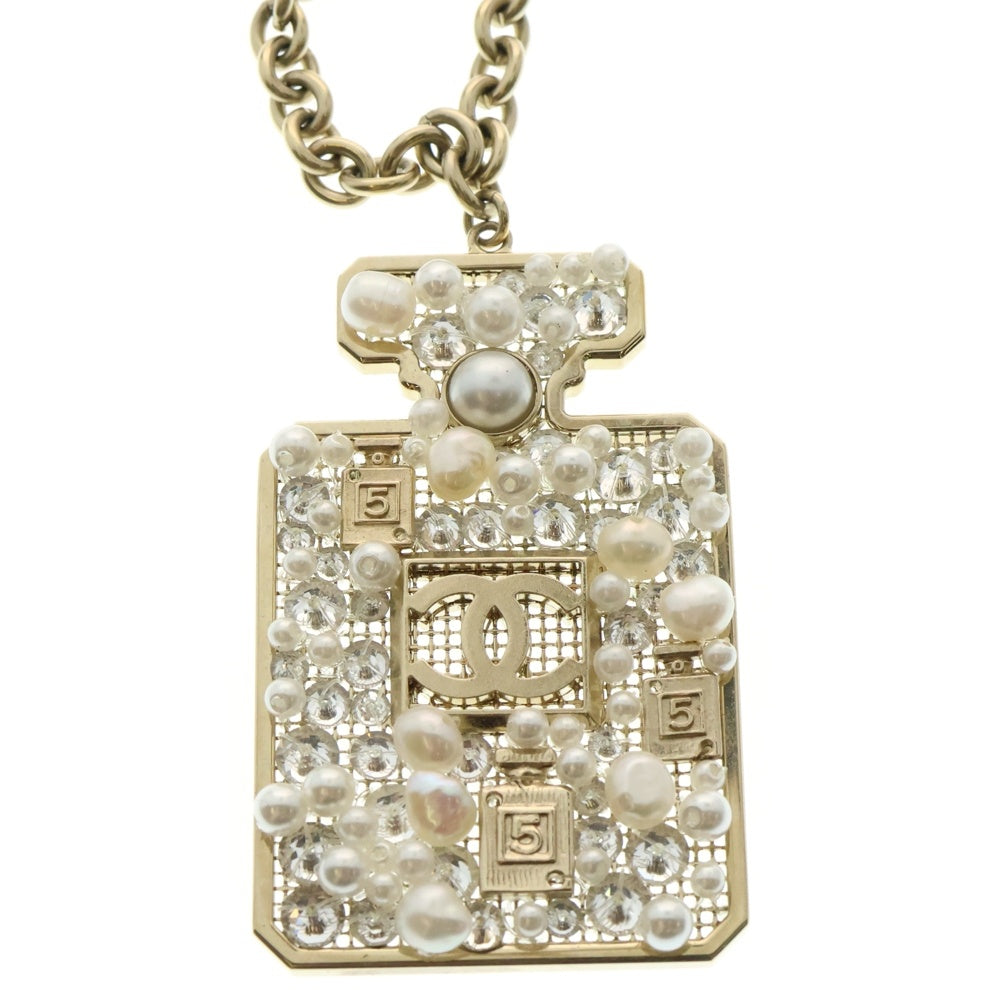 CHANEL(シャネル) 香水モチーフ パール ネックレス ペンダント チェーン ゴールド A20A