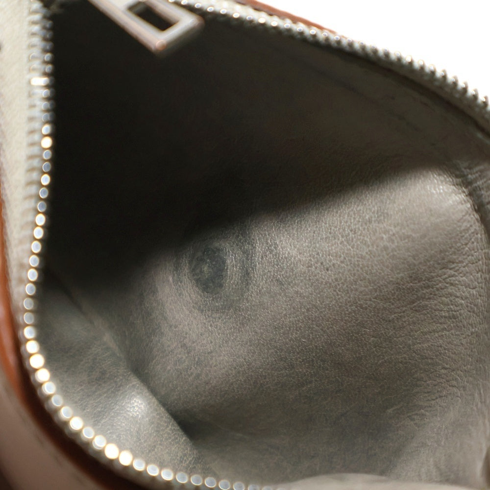 LOEWE(ロエベ) アナグラムロゴプレート バーティカル コンパクト レザー ウォレット 三つ折り財布 シルバー金具 ベージュ