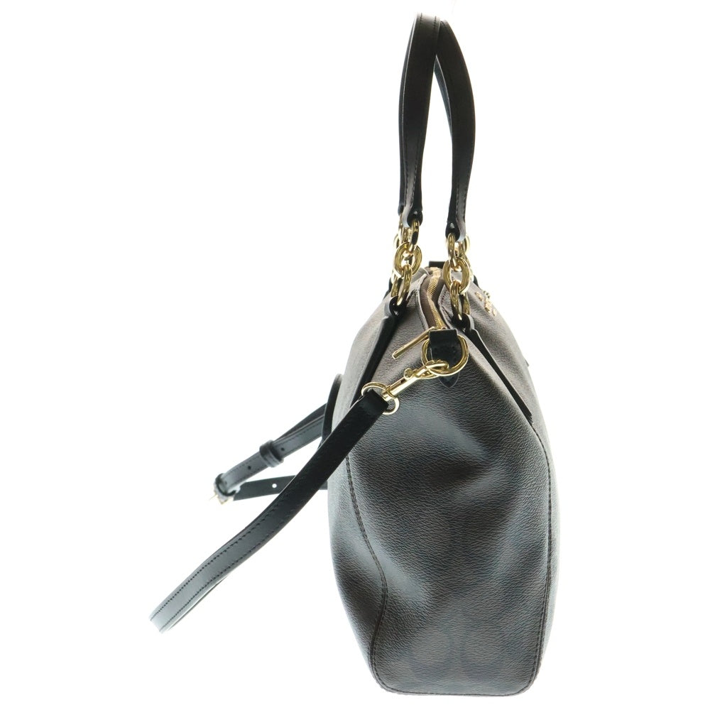 COACH(コーチ) ケルシー シグニチャー ロゴプレート 2WAY ハンド ショルダーバッグ ゴールド金具 ブラウン F28989