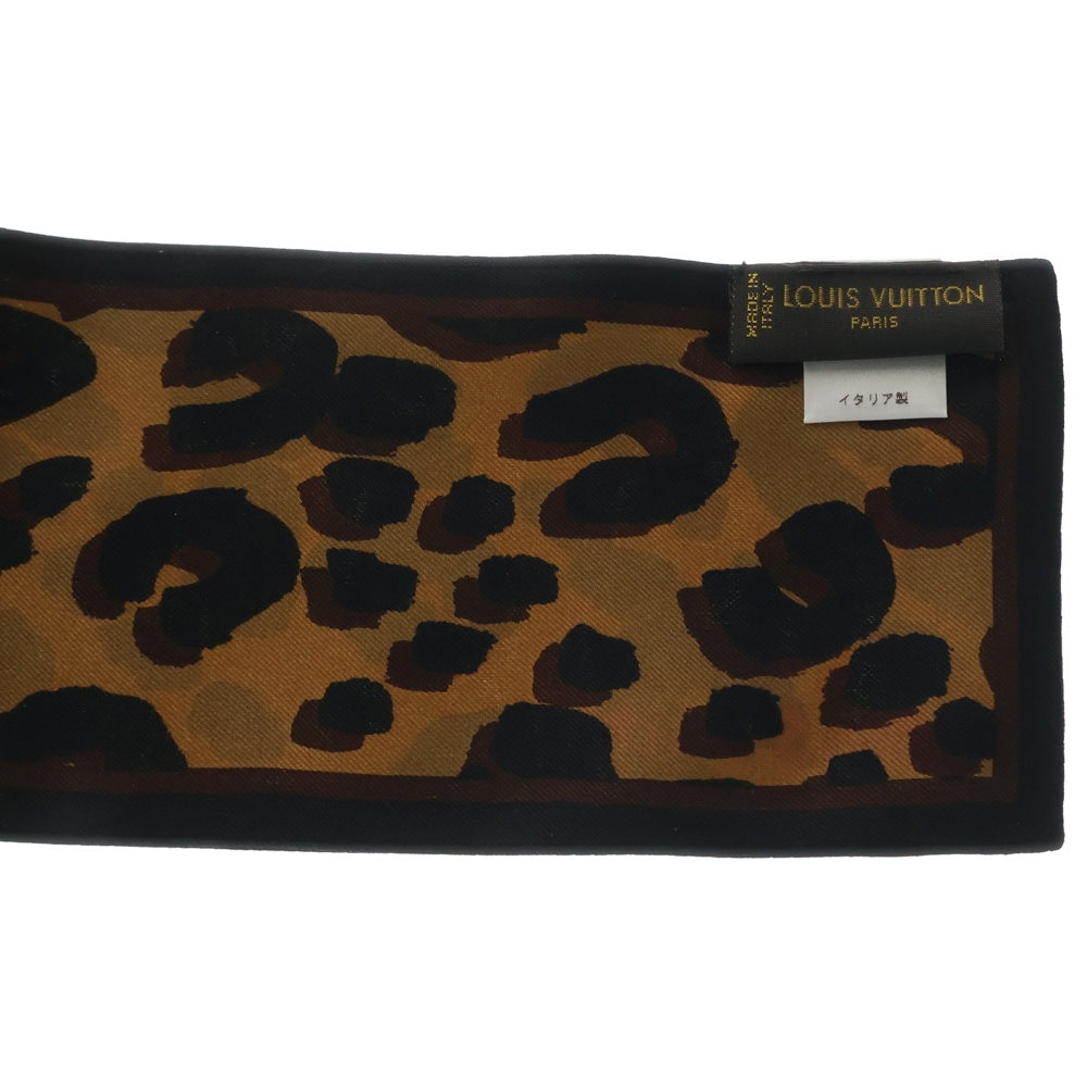 LOUIS VUITTON(ルイヴィトン) バンドー レオパード ヒョウ柄 スカーフ ブラック×ブラウン シルク