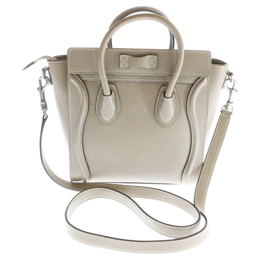 CELINE(セリーヌ) ラゲージ ナノ 2WAYバッグ ハンドバッグ ミニトートバッグ ショルダーバッグ ベージュ レザー シルバー金具