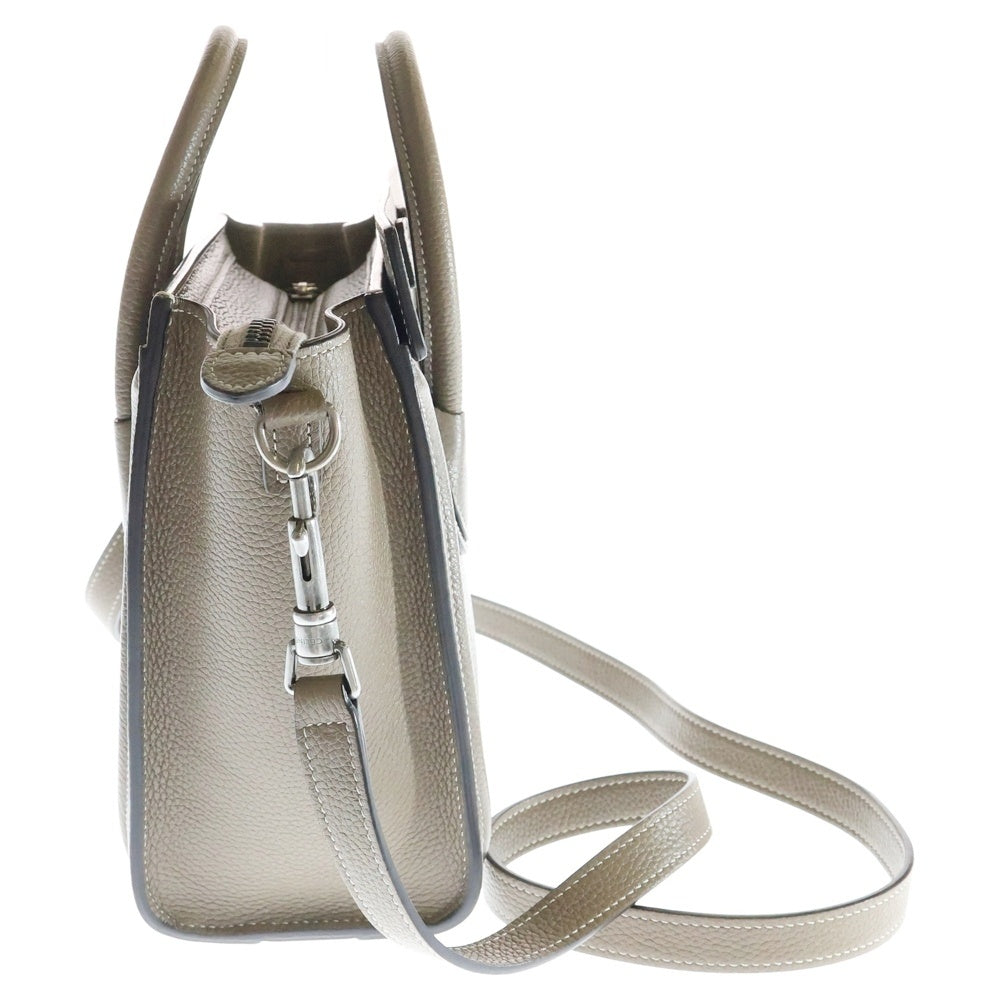 CELINE(セリーヌ) ラゲージ ナノ 2WAYバッグ ハンドバッグ ミニトートバッグ ショルダーバッグ ベージュ レザー シルバー金具