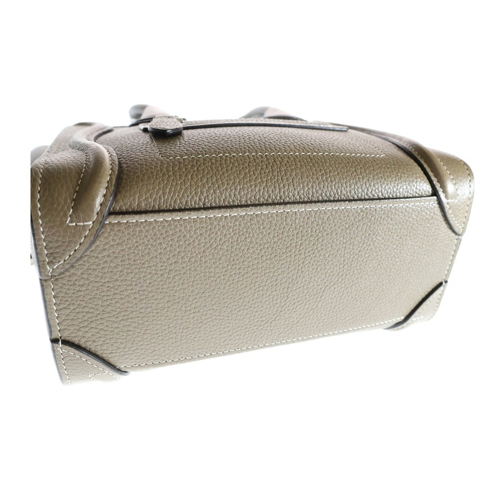 CELINE(セリーヌ) ラゲージ ナノ 2WAYバッグ ハンドバッグ ミニトートバッグ ショルダーバッグ ベージュ レザー シルバー金具