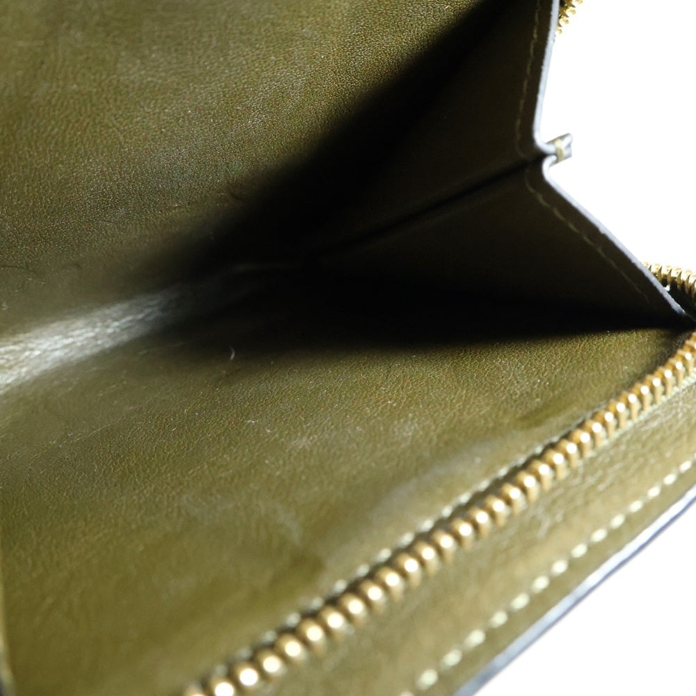LOEWE(ロエベ) アナグラム コンパクトウォレット 三つ折り財布 コインケース ピンクベージュ×カーキ ゴールド金具 レザー