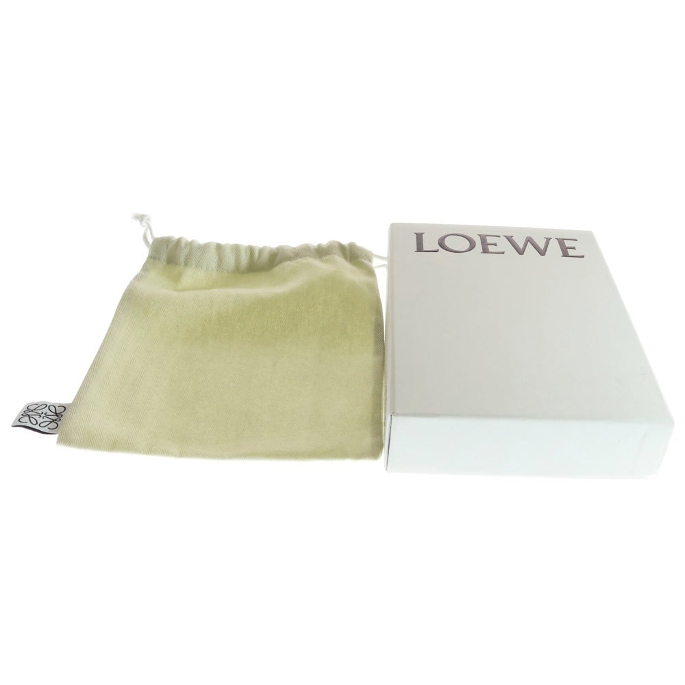 LOEWE(ロエベ) アナグラム コンパクトウォレット 三つ折り財布 コインケース ピンクベージュ×カーキ ゴールド金具 レザー