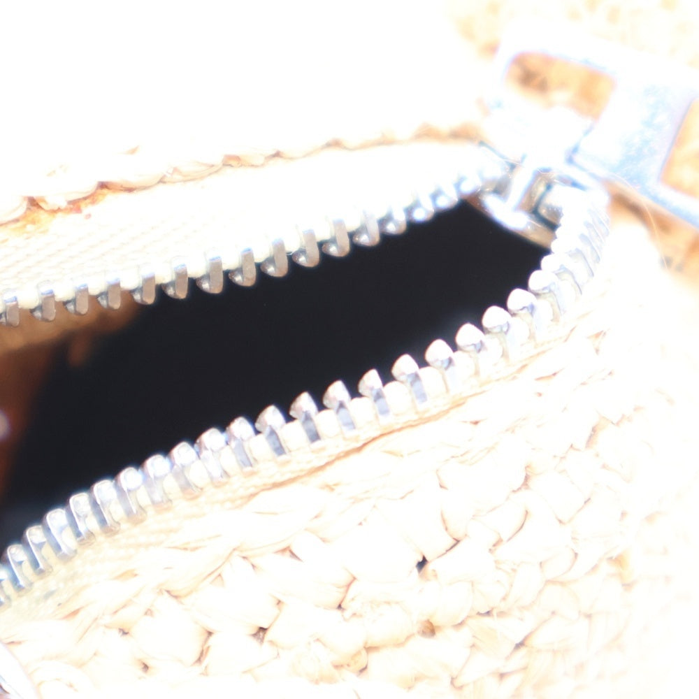 LOEWE(ロエベ) ウサギ バニー バッグチャーム コインケース キーホルダー シルバー金具 ベージュ ラフィア