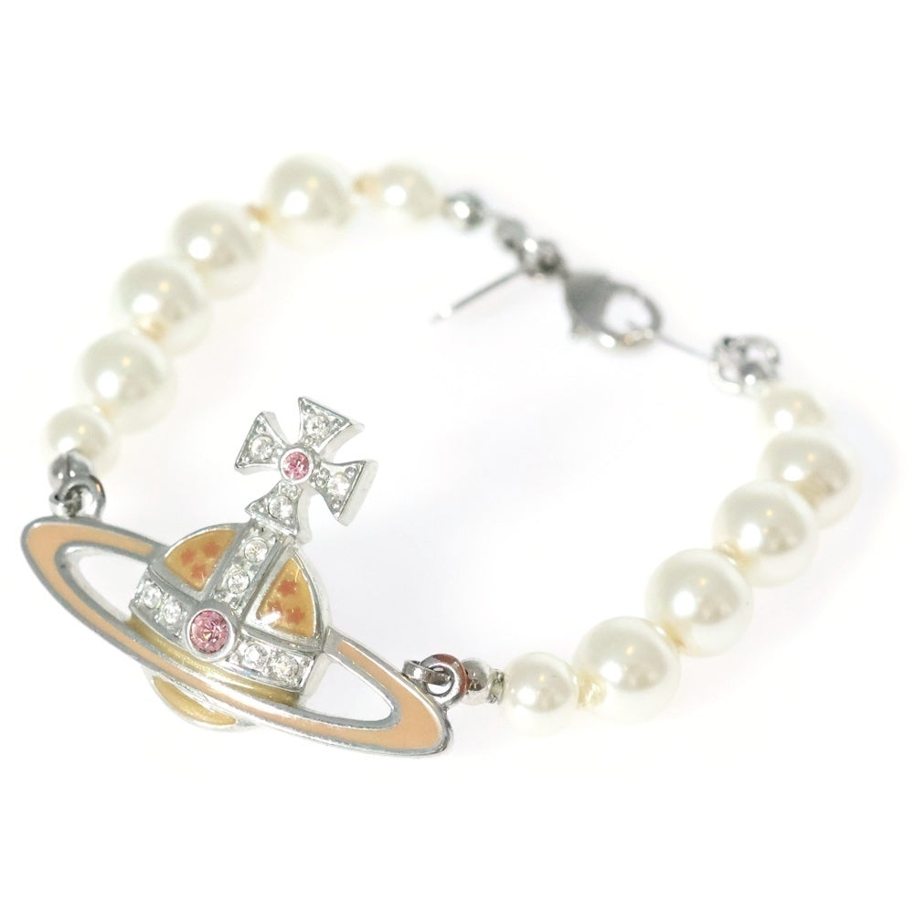 Vivienne Westwood(ヴィヴィアンウエストウッド) パール オーブ ブレスレット オレンジ シルバー金具 GP