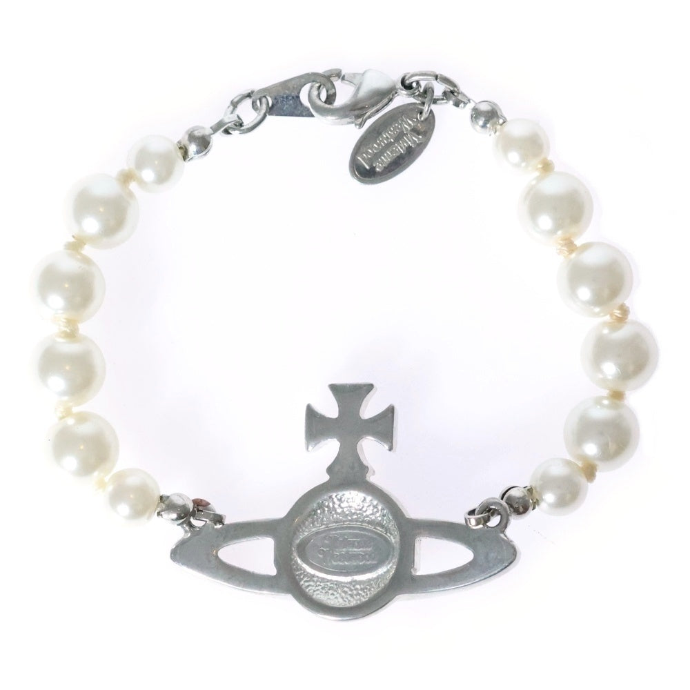 Vivienne Westwood(ヴィヴィアンウエストウッド) パール オーブ ブレスレット オレンジ シルバー金具 GP