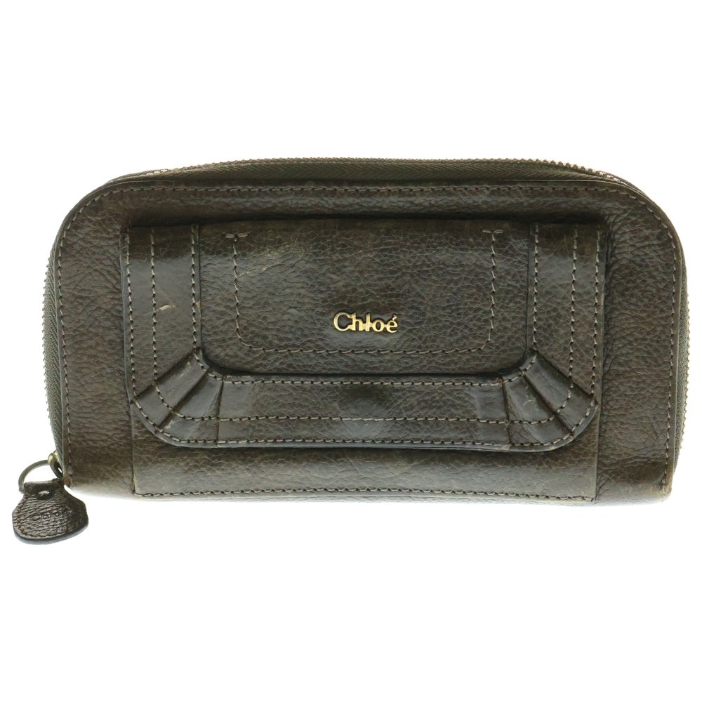 Chloe(クロエ) レザー ラウンドファスナー ロングウォレット 長財布 ブラウン