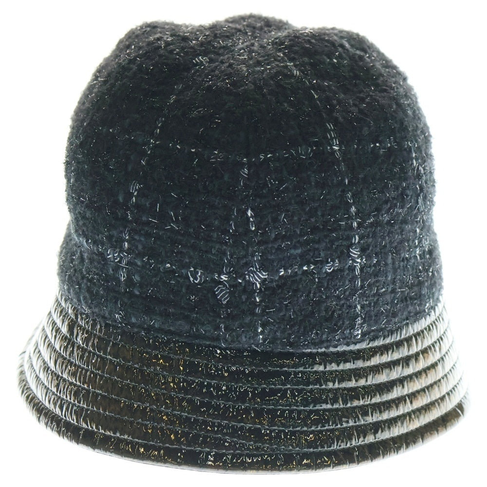 CHANEL(シャネル) ココマーク パテント切替ツイードバスケットハット 帽子 ブラック レディース