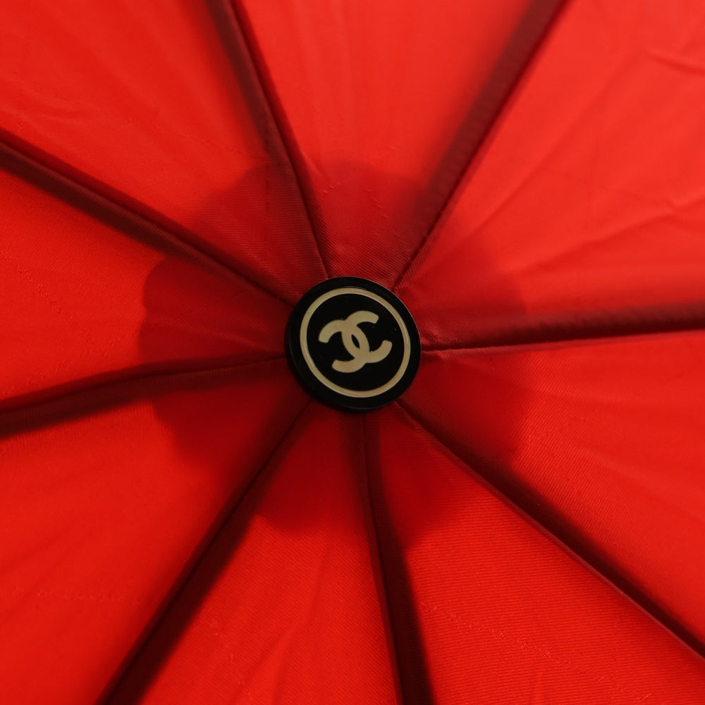 CHANEL(シャネル) ココマーク マトラッセ柄 折りたたみ傘 レッド/ブラック