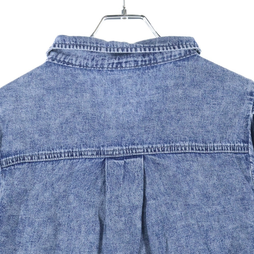 NO BRAND(ノーブランド) ショート丈デニム半袖シャツ ブルー レディース
