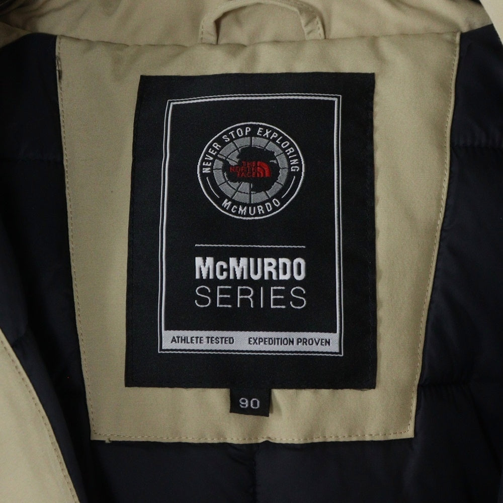 THE NORTH FACE(ザノースフェイス) ワッペンロゴ ファー フーデッド ジップアップ 中綿 ロングジャケット コート ベージュ レディース 1063H06