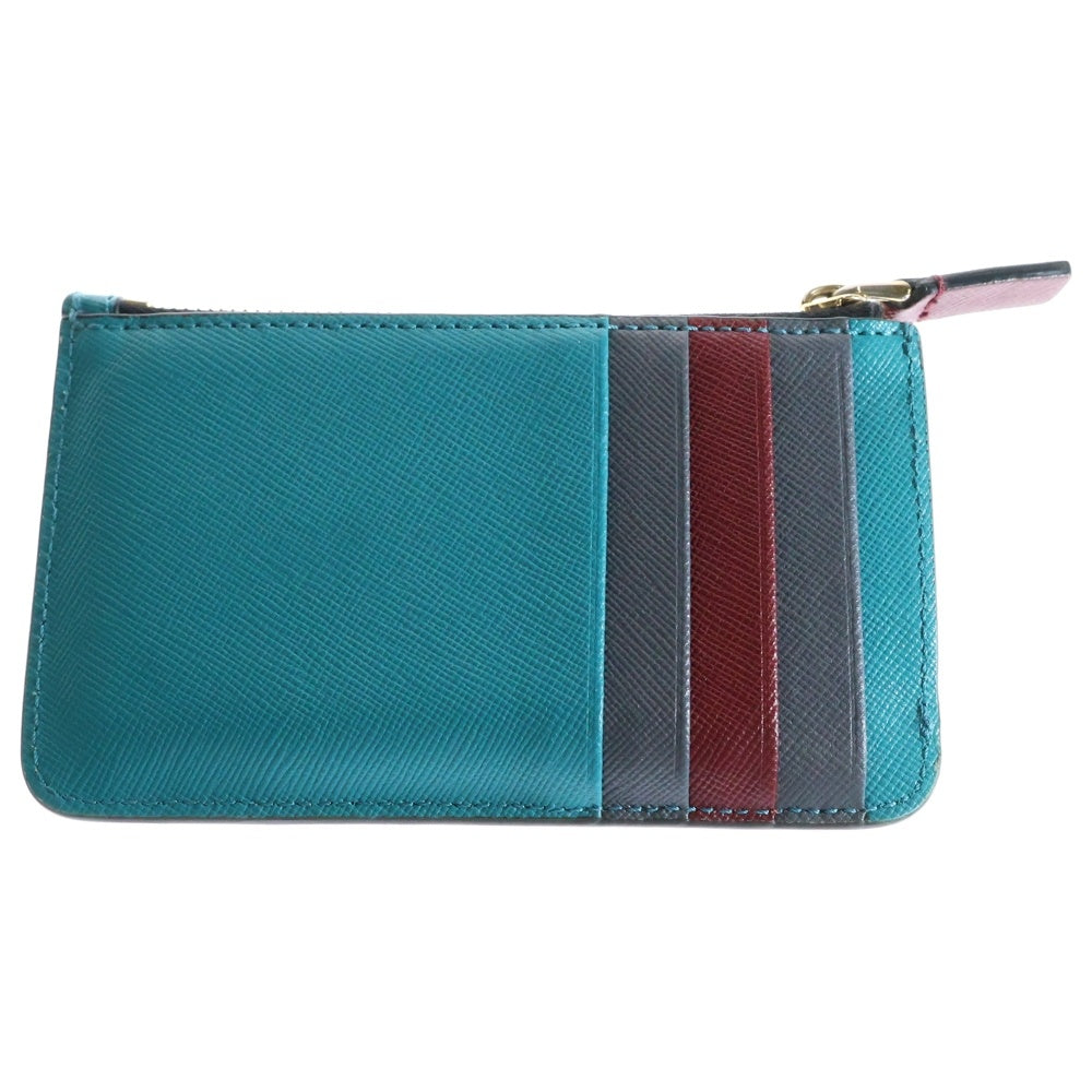 MARNI(マルニ) フラグメントケース カードケース 名刺入れ 小物入れ ブルー×グレー レザー ゴールド金具