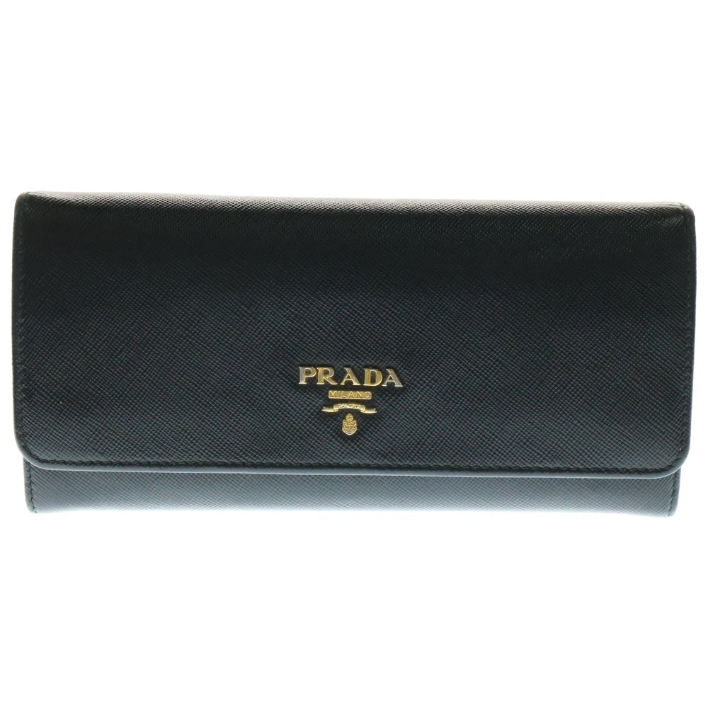PRADA(プラダ) サフィアーノ ロゴ 長財布 ロングウォレット カードケース ブラック ゴールド金具 レザー