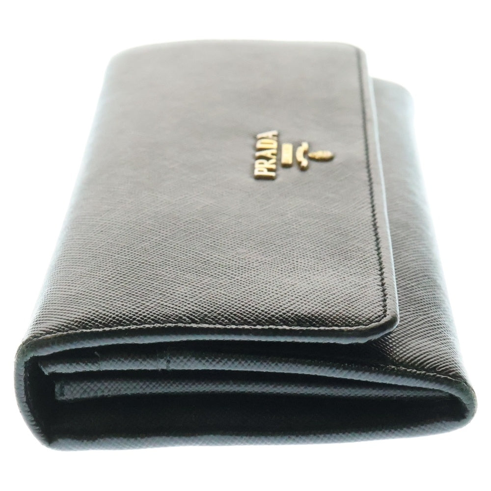 PRADA(プラダ) サフィアーノ ロゴ 長財布 ロングウォレット カードケース ブラック ゴールド金具 レザー