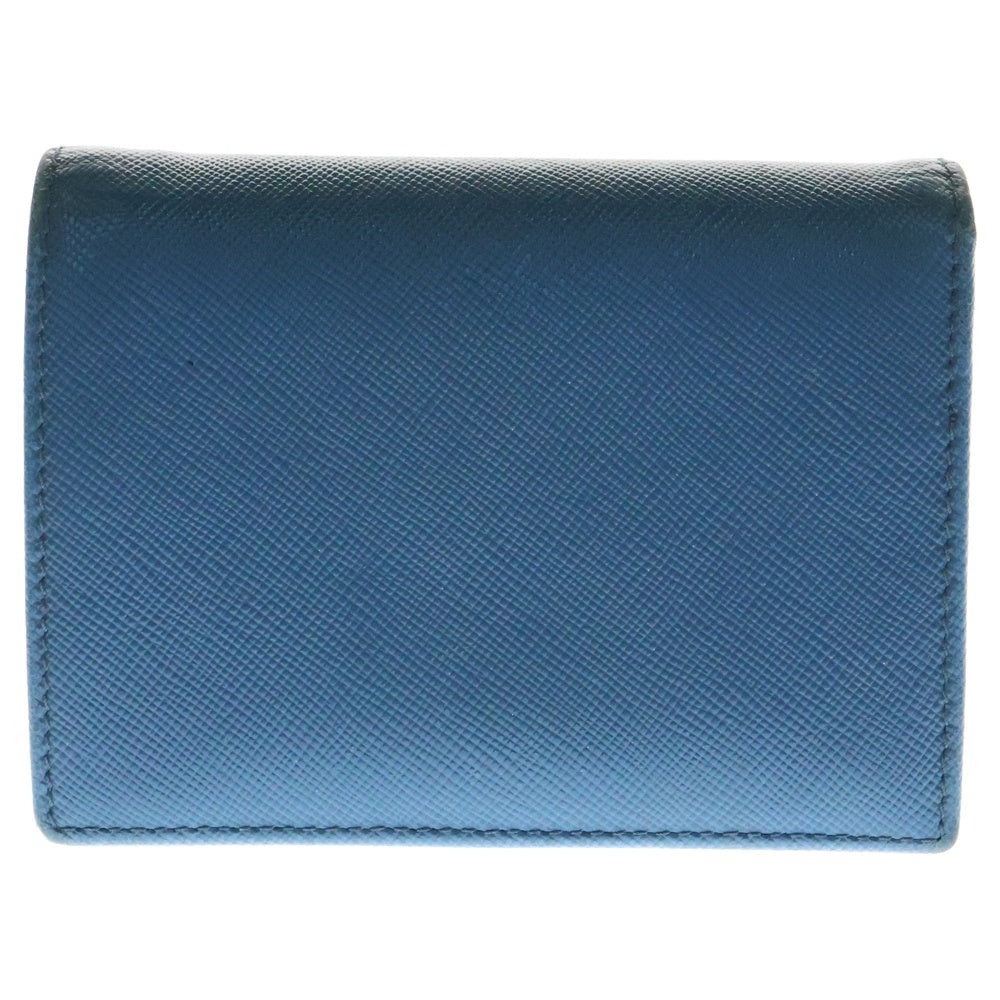 PRADA(プラダ) サフィアーノ コンパクトウォレット 二つ折り財布 コインケース ブルー ゴールド金具 レザー 1M0204