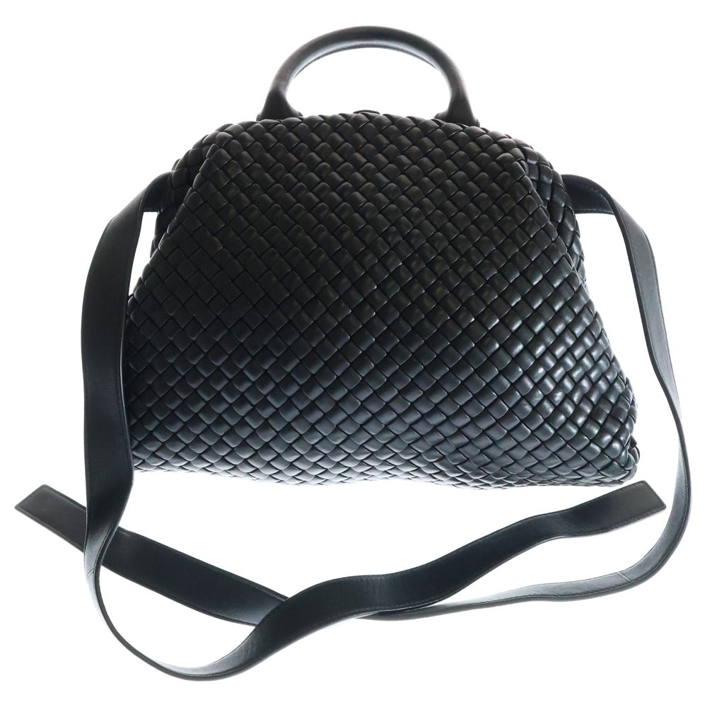 BOTTEGA VENETA(ボッテガヴェネタ) イントレチャート レザー 2WAY ミニハンドル ショルダーバッグ ゴールド金具 ブラック 709465