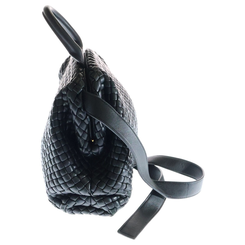 BOTTEGA VENETA(ボッテガヴェネタ) イントレチャート レザー 2WAY ミニハンドル ショルダーバッグ ゴールド金具 ブラック 709465