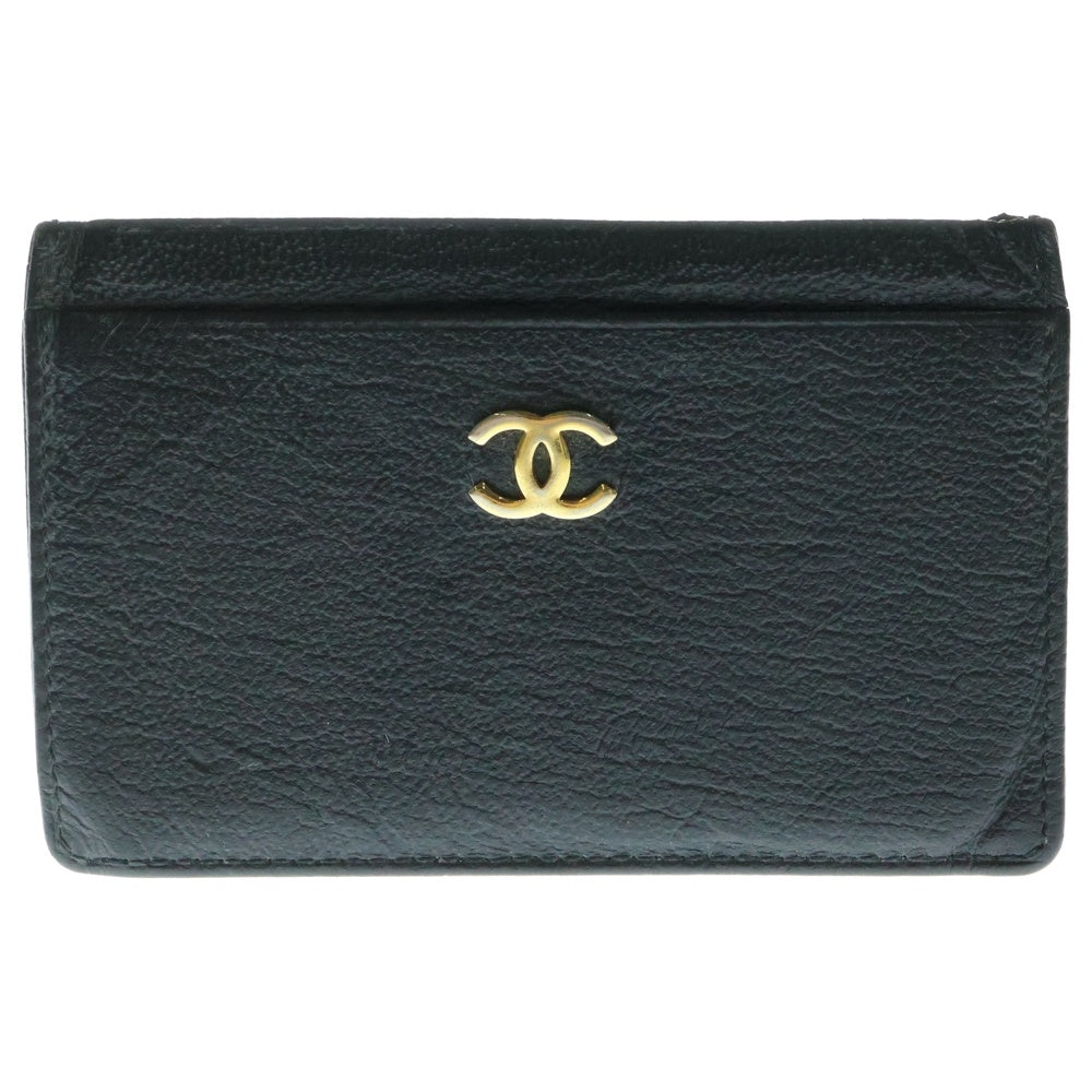 CHANEL(シャネル) ココマーク カードケース 名刺入れ ブラック ゴールド金具 レザー レディース