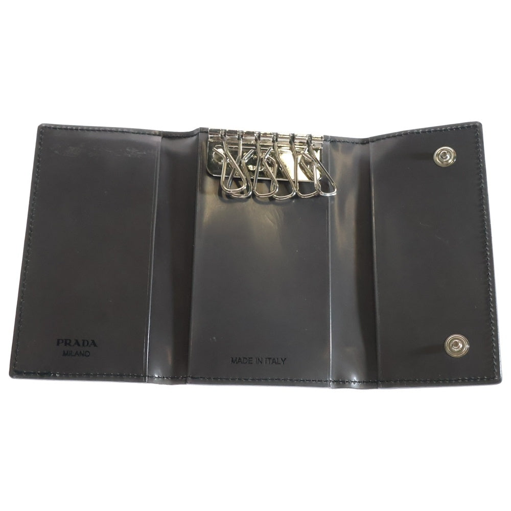 PRADA(プラダ) 6連キーケース キーホルダー キーリング バッグチャーム ブラック シルバー金具 パテント 2M0025