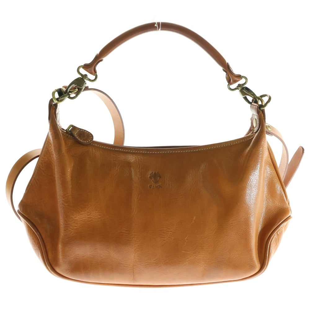 CI-VA(チーバ) レザー エンボスロゴ 2WAY ハンド ショルダーバッグ ゴールド金具 ブラウン