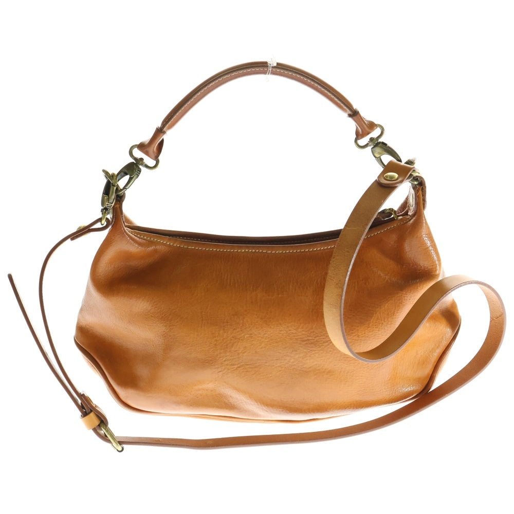 CI-VA(チーバ) レザー エンボスロゴ 2WAY ハンド ショルダーバッグ ゴールド金具 ブラウン