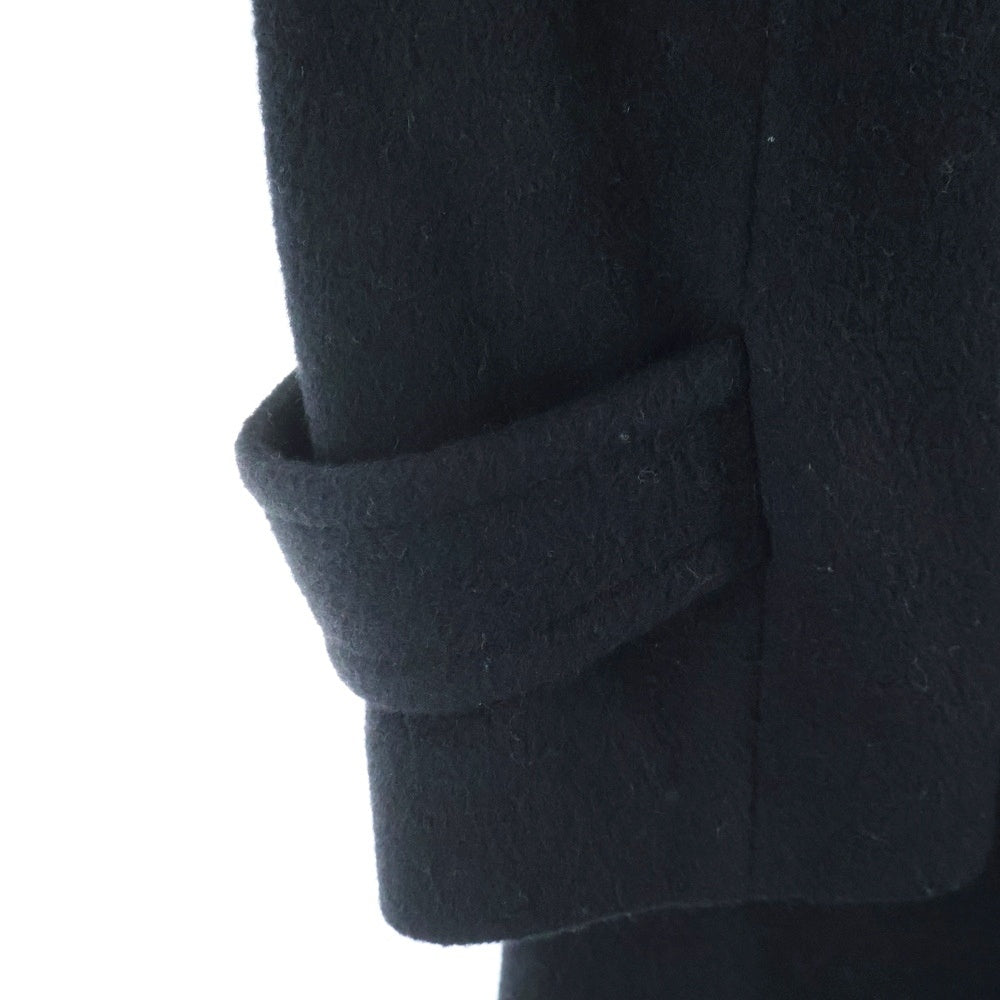 NO BRAND(ノーブランド) メルトンウール トレンチ ロングコート ブラック レディース