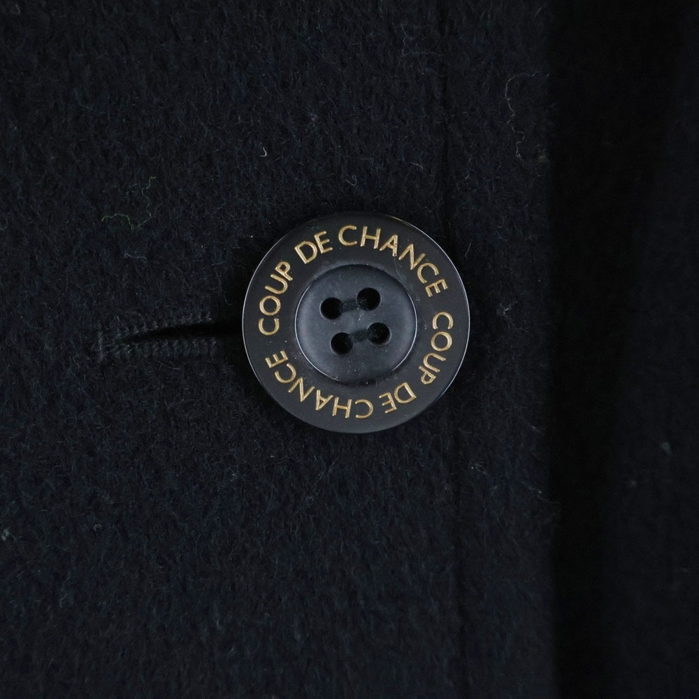 NO BRAND(ノーブランド) メルトンウール トレンチ ロングコート ブラック レディース