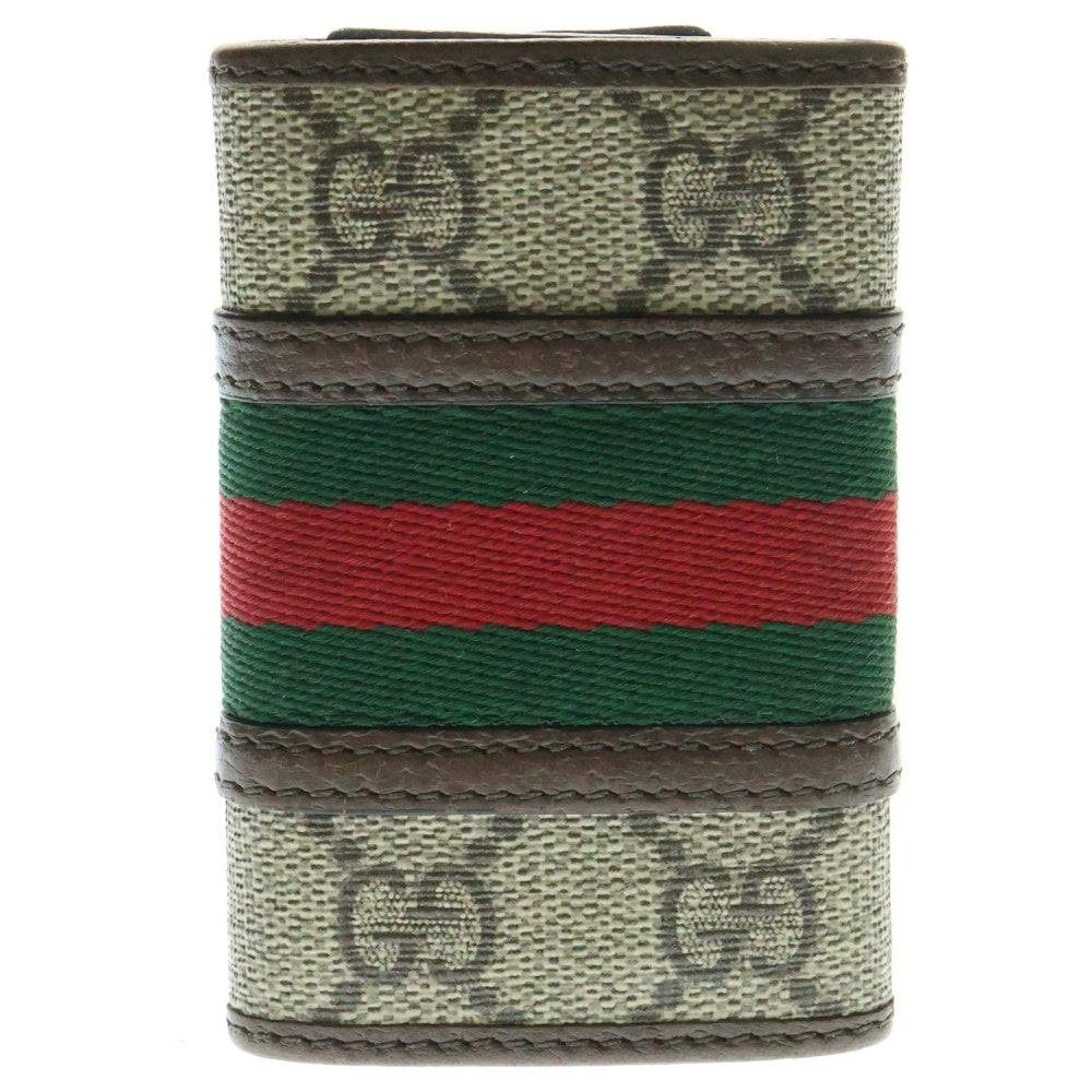 GUCCI(グッチ) オフィディア GGマーモント 6連キーケース キーホルダー キーリング バッグチャーム ブラウン×ベージュ ゴールド金具 レザー×PVC 603732