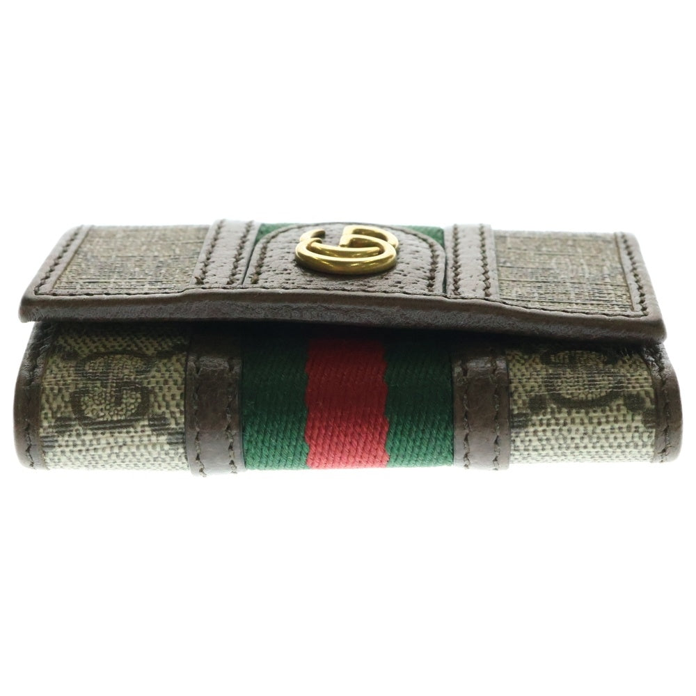 GUCCI(グッチ) オフィディア GGマーモント 6連キーケース キーホルダー キーリング バッグチャーム ブラウン×ベージュ ゴールド金具 レザー×PVC 603732