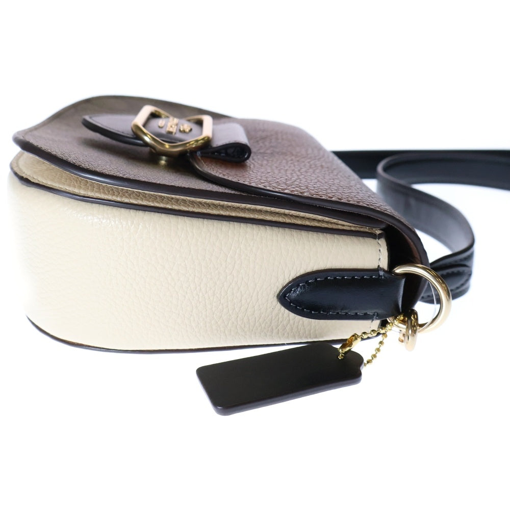 COACH(コーチ) モーガン サドル シグネチャー ショルダーバッグ ショルダーポシェット ブラウン×ベージュ×ブラック ゴールド金具 CE565